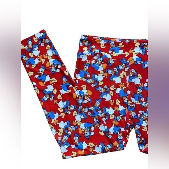 LuLaRoe Women’s TC Red Disney’s Donald Duck Leggings Adult Sizes XL Comfy NWOT - Picture 10 of 16